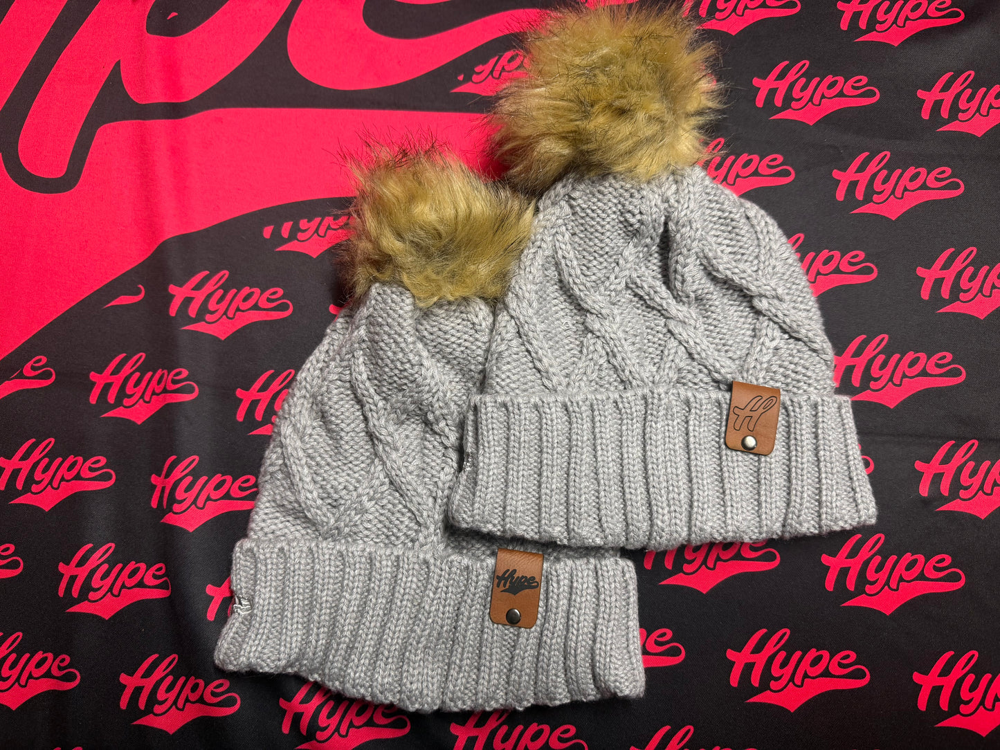Hype Patch Pom Beanie - Light Gray