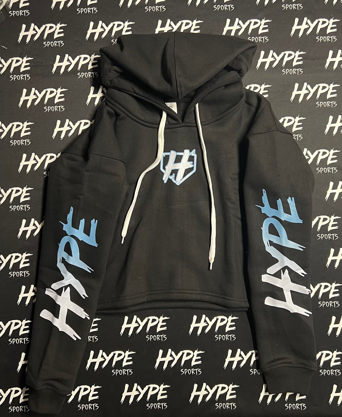 Women's Crop Hype Hoodie Navy Embroidered
