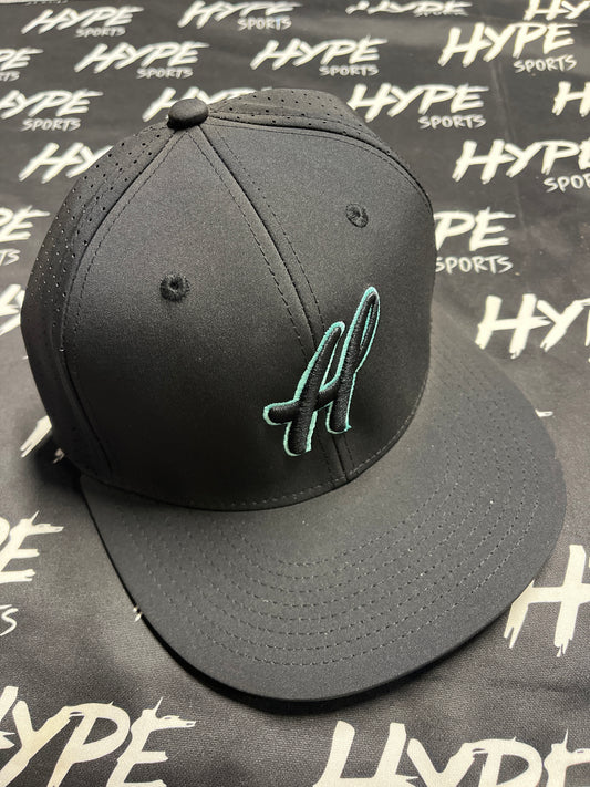 Black with light blue Classic H SnapBack Hat