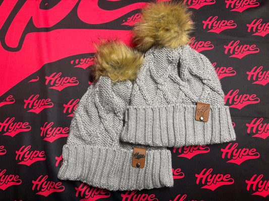 Hype Patch Pom Beanie - Light Gray