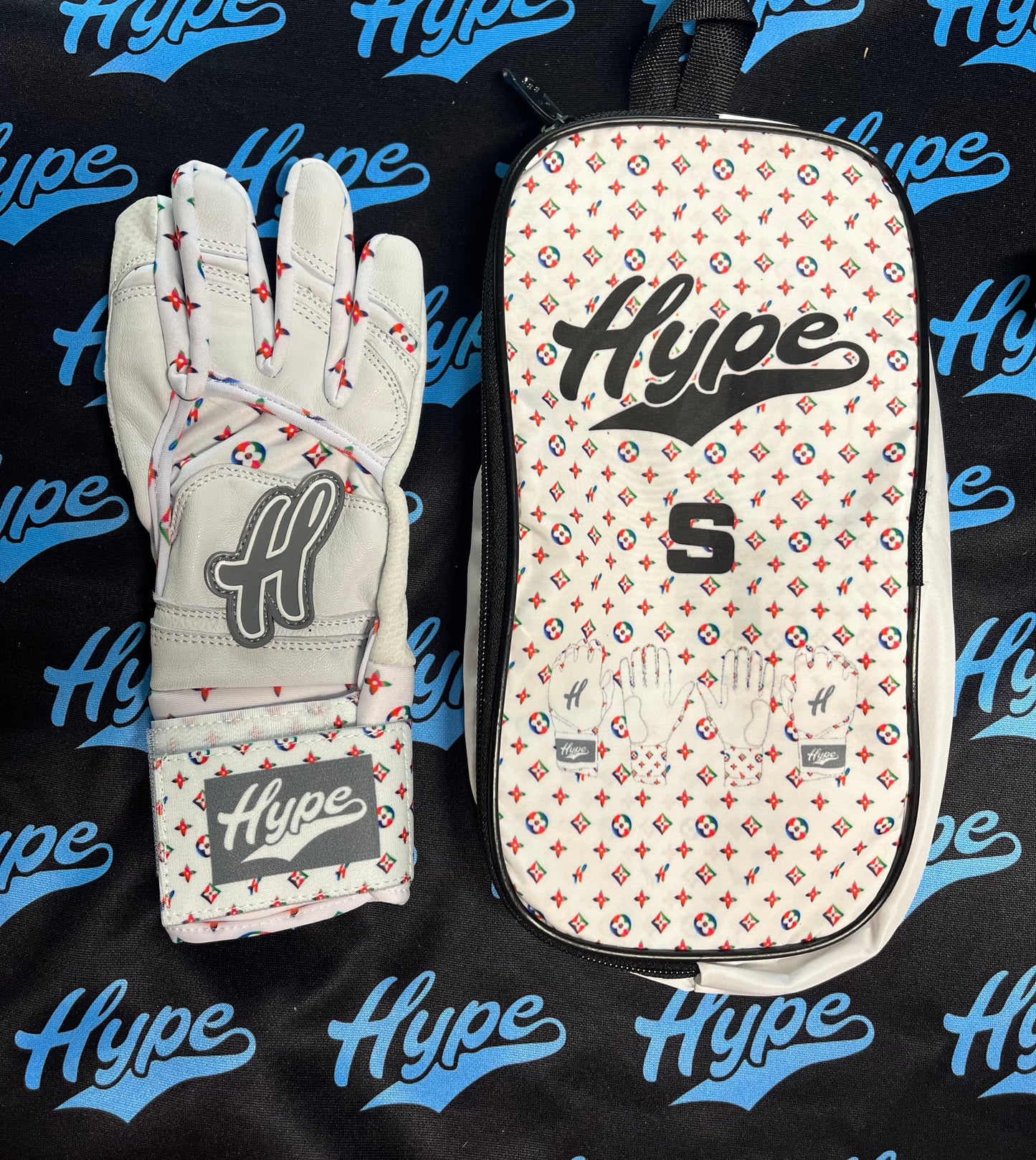 LV Hype Long Cuff Batting Gloves- White