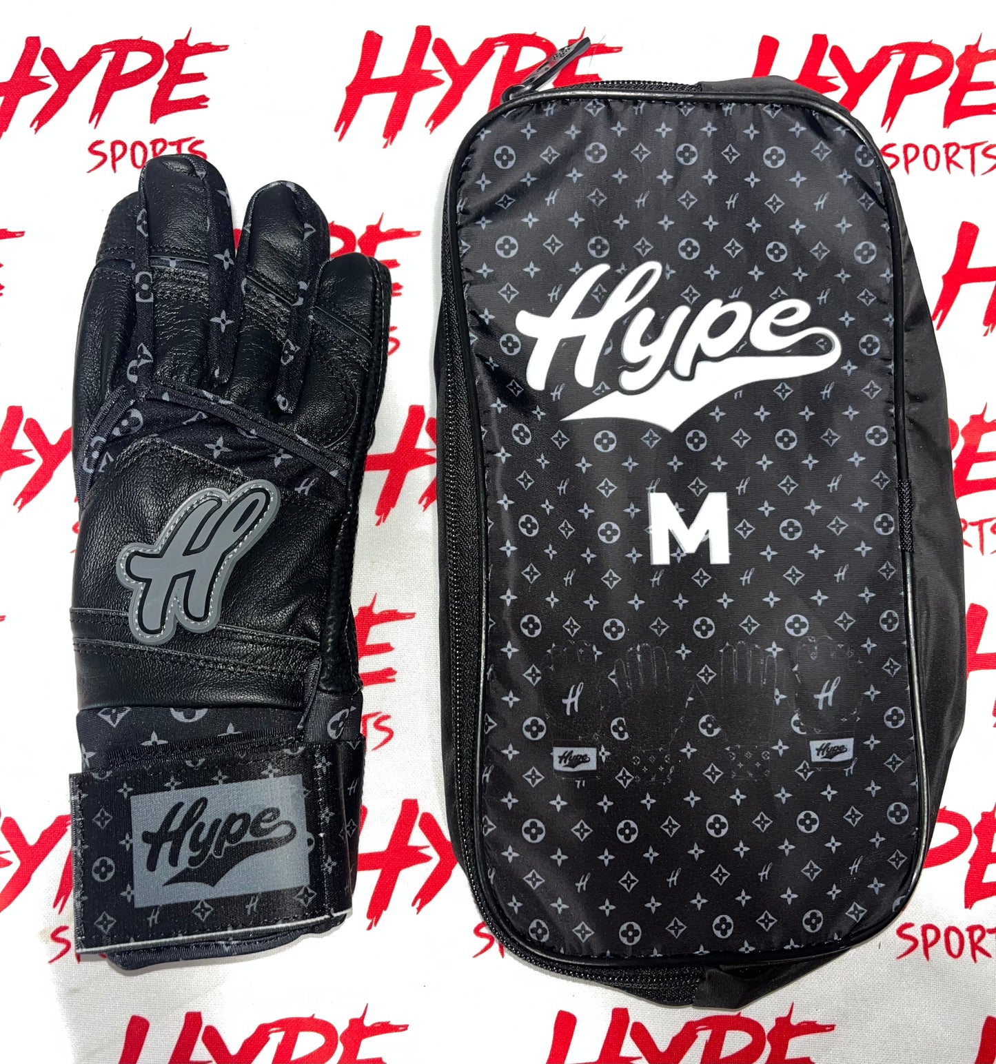 LV Hype Long Cuff Batting Gloves- Black