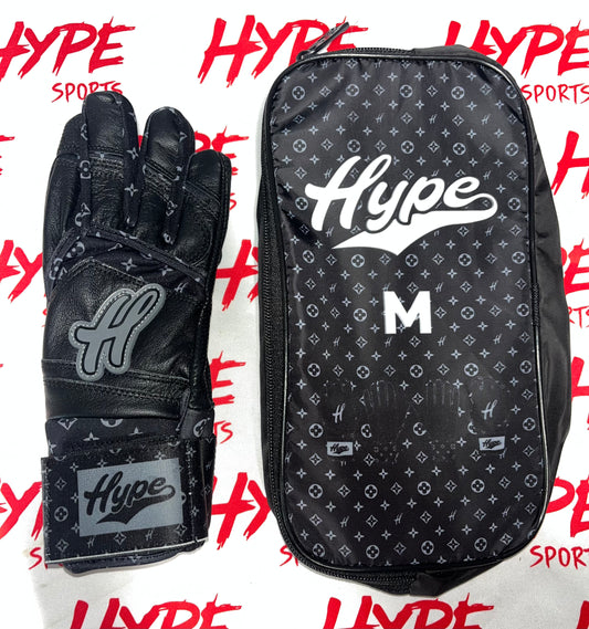 LV Hype Long Cuff Batting Gloves- Black