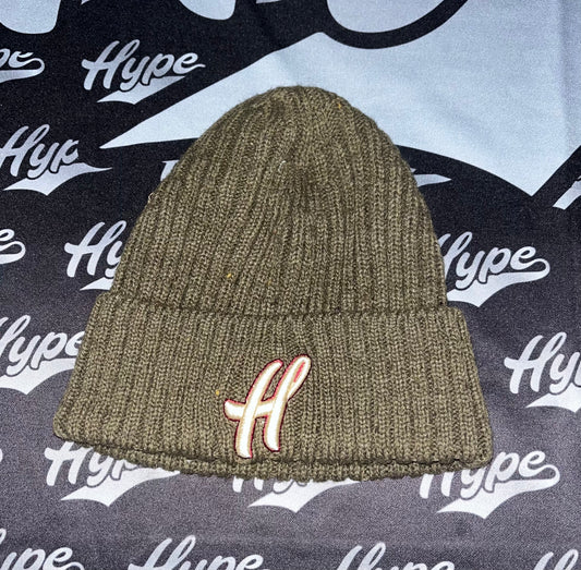 Olive with Cream/Burgundy Classic H Beanie