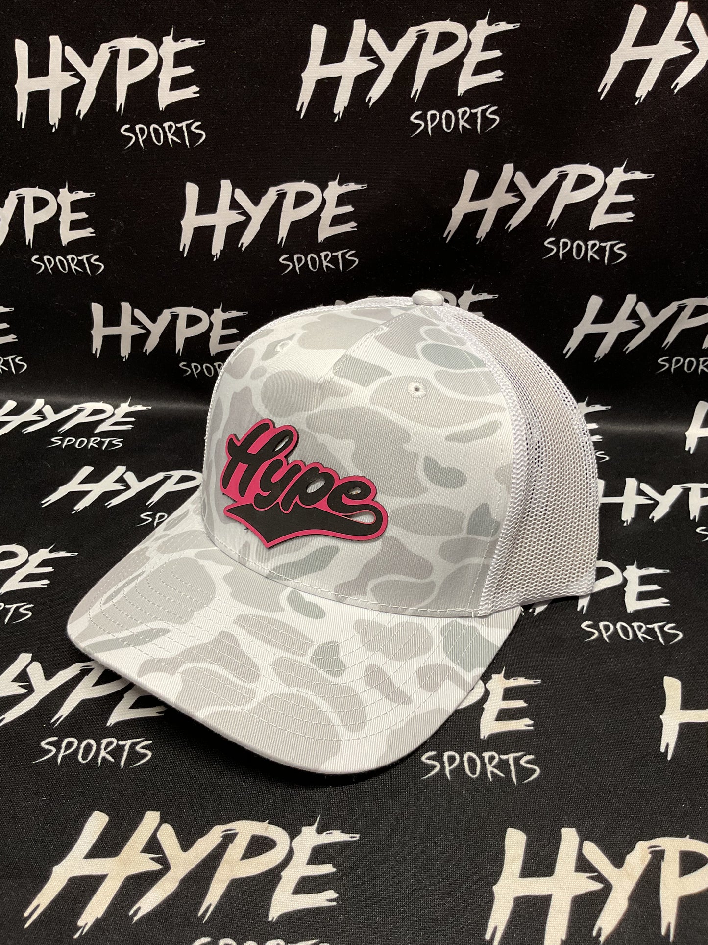 Pink on Light Grey Camo Hat