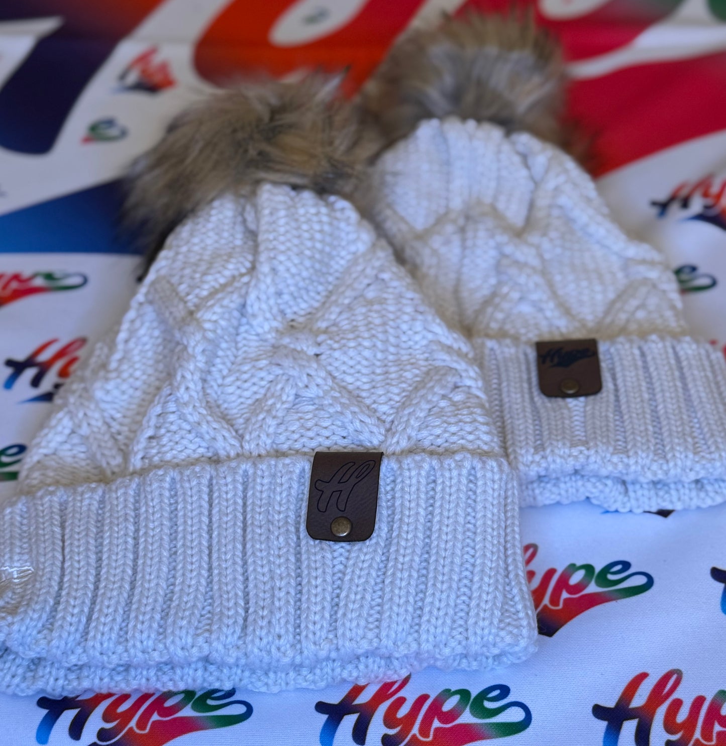 Hype Patch Pom Beanie - Cream