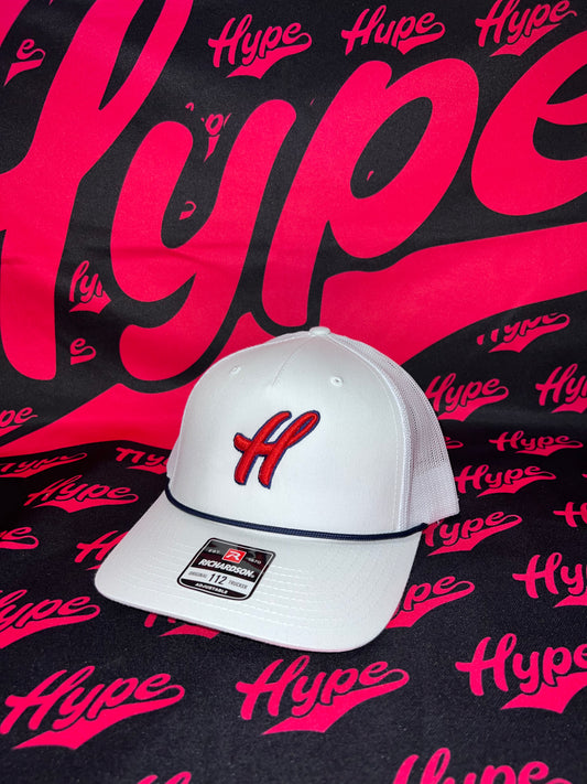 Red Classic H on White/Navy Rope SnapBack