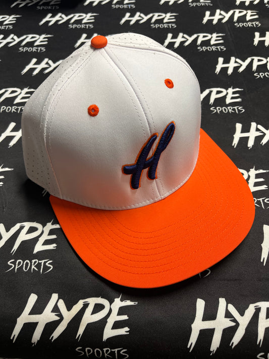 White and Orange with Blue Hype Snapback Hat