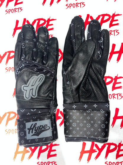 LV Hype Long Cuff Batting Gloves- Black