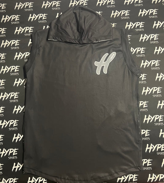 Black Sleeveless Hoodie w/ Pockets