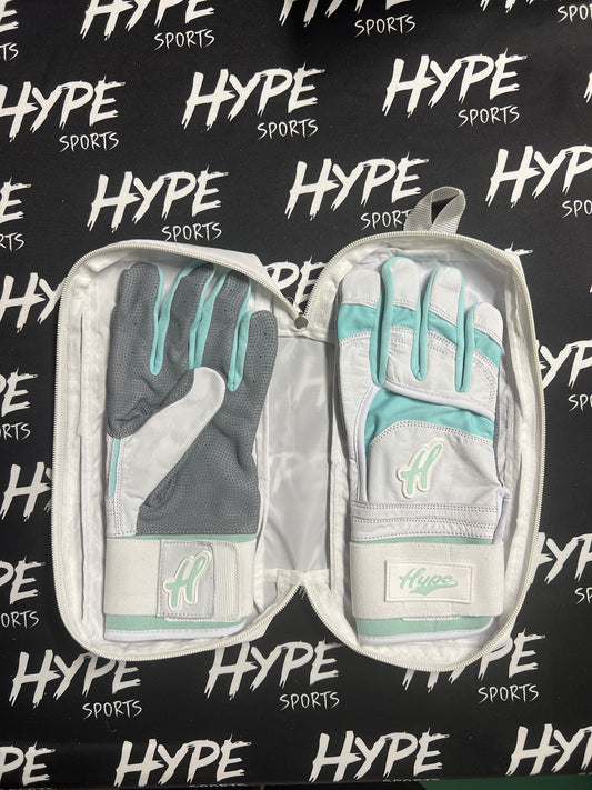 White and Mint Batting Gloves