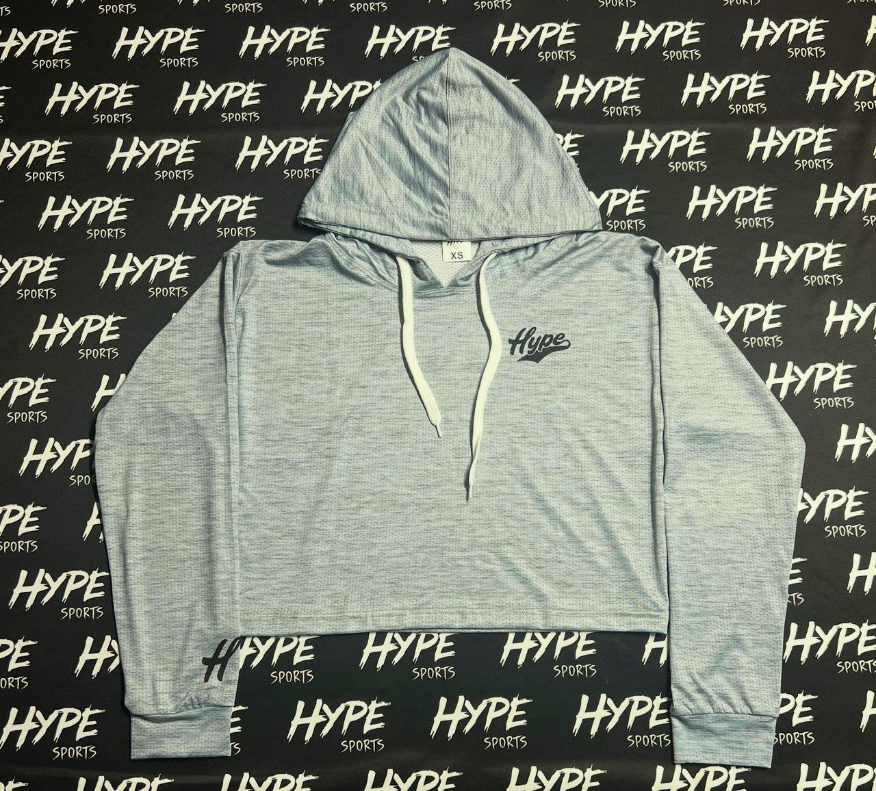 Women's Lightweight Crop Hoodie - Light Grey