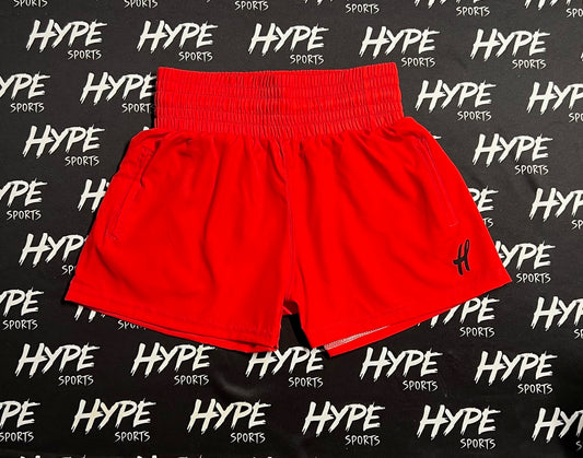 Youth Girls Red Microfiber Shorts