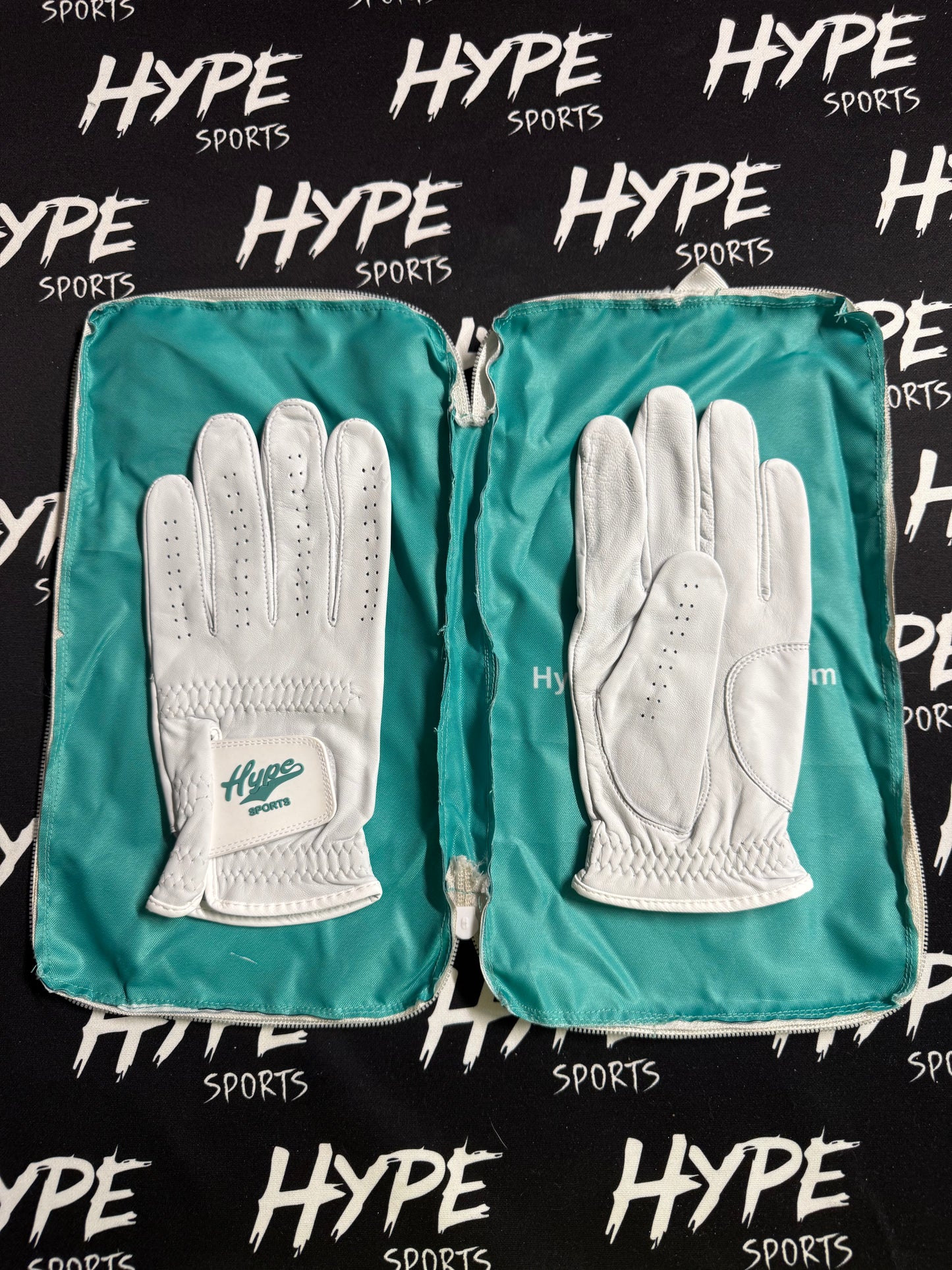 White and Mint Golfing Gloves
