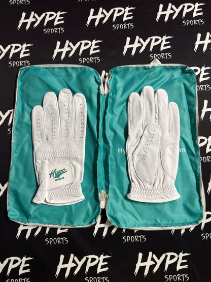White and Mint Golfing Gloves