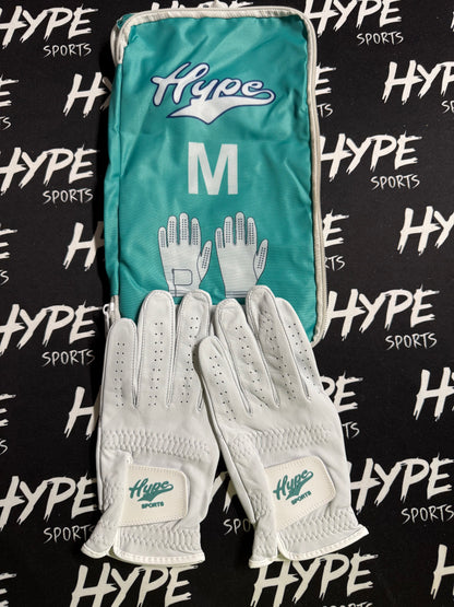 White and Mint Golfing Gloves